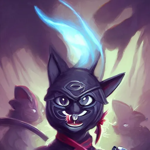 Prompt: anthropomorphic Cat Ninja , , Ninja outfit, cute and adorable, pretty, beautiful, DnD character art portrait, matte fantasy painting, DeviantArt Artstation, by Jason Felix by Steve Argyle by Tyler Jacobson by Peter Mohrbacher, cinematic lighting