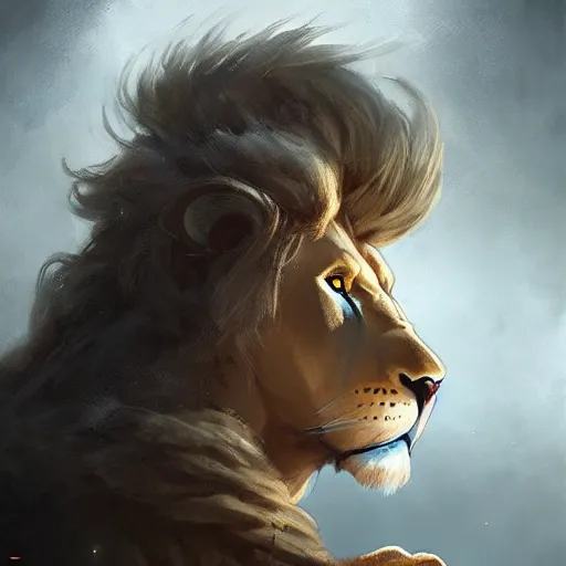 Image similar to an anthropomorphic half lion half human holding a wand,wizard,fantasy art,digital art,art by greg rutkowski,realiatic,photorealistic,hyperdetailed,detailed face,professional lighting,mysterious