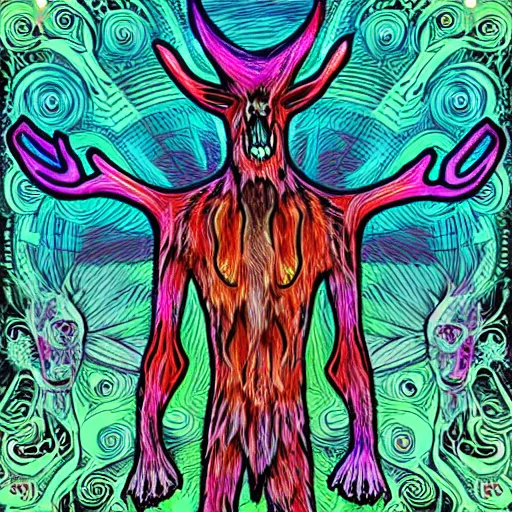 Prompt: psychedelic wendigo