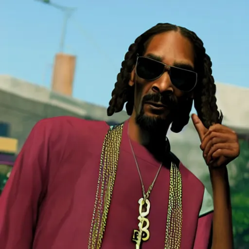 Prompt: a still of snoop dogg in gta v