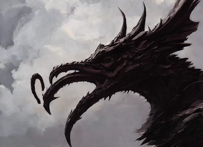 Prompt: side profile of a perfect symmetrical giant dark - raven dragon head in focus, calm, muted colors, cinematic romantic magical, myth, mythical, mythic, masterpiece, crazed, by greg manchess, huang guangjian, gil elvgren, sachin teng, greg rutkowski, jesper ejsing, ilya kuvshinov