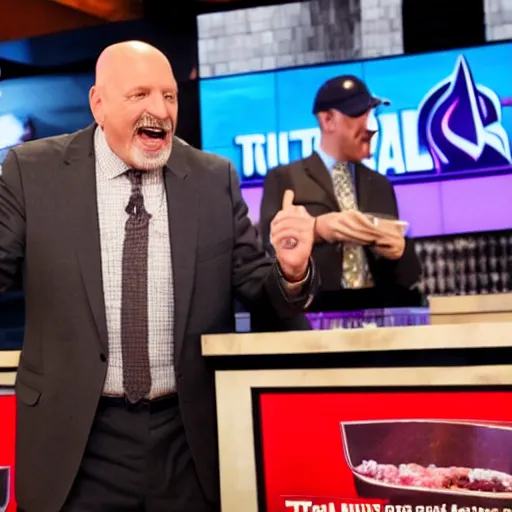 Prompt: Jim Cramer freaking out over Taco Bell's new menu item