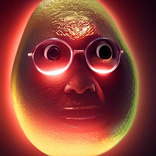 Prompt: harry potter face inside an avocado, volumetric illumination, octane render, cinematic lightning, 8 k, trending artstation, dramatic