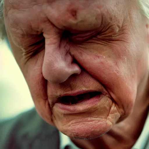 Prompt: angry david attenborough with shotgun, extreme detail, studio light, photorealistic, gritty, movie still, cinematic, bruised face, soft focus, well edited, 8 k, atmospheric, cigar,