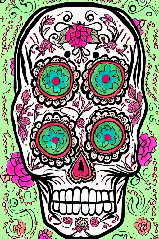 Image similar to Illustration of a sugar skull day of the dead girl, art by rupi kaur