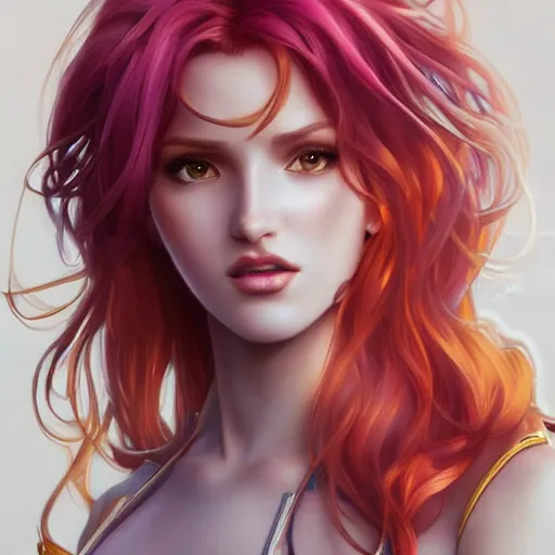 Image similar to ultra realistic illustration, bella thorne as starfire anime, intricate, elegant, highly detailed, digital painting, artstation, concept art, smooth, sharp focus, illustration, art by artgerm and greg rutkowski and alphonse mucha and wlop