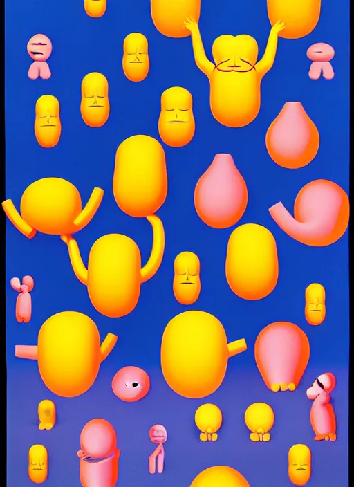 Prompt: inflated men by shusei nagaoka, kaws, david rudnick, airbrush on canvas, pastell colours, cell shaded, 8 k,