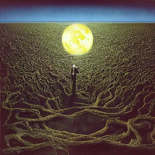 Prompt: evil baptism, decay, ritual, full moon, sorcery, 1 0 0 0 best album covers, highly detailed, wide angle, beksinski, bradley, otherworldly, andre le notre, psychedelic