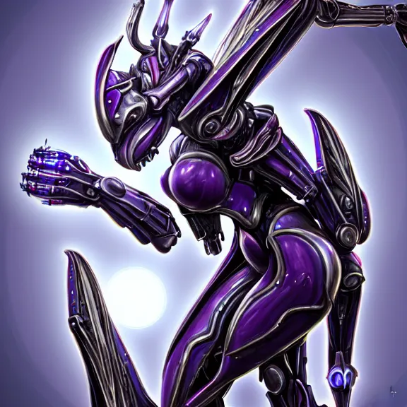 Image similar to extremely detailed front shot of a giant beautiful stunning goddess anthropomorphic hot robot mecha female dragon, silver sharp streamlined armor, detailed hot mawshot, glowing Purple LED eyes, standing elegantly, eating and swallowing a tiny human, food pov, micro pov, vore art, dragon art, warframe fanart, Destiny fanart, macro art, furry art, furaffinity, DeviantArt, Eka's Portal, G6