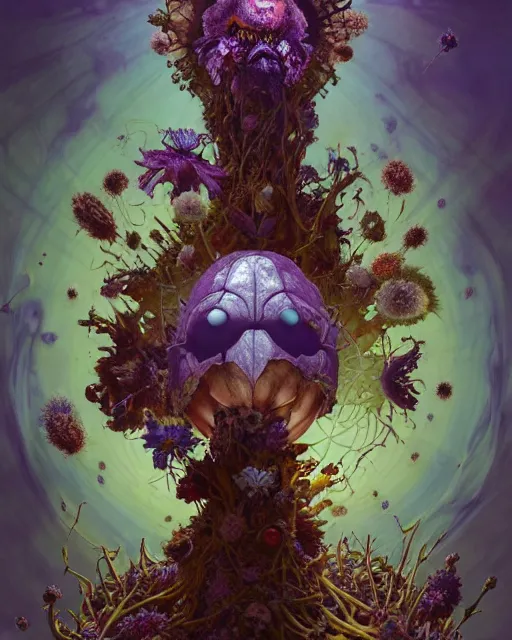 Prompt: the platonic ideal of flowers, rotting, insects and praying of cletus kasady carnage thanos davinci nazgul wild hunt chtulu mandelbulb ponyo botw bioshock, d & d, fantasy, ego death, decay, dmt, psilocybin, concept art by randy vargas and greg rutkowski and ruan jia and alphonse mucha