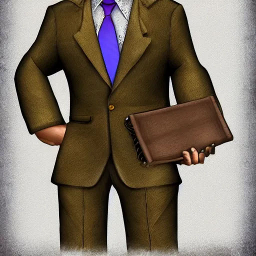 Prompt: a businessman orc dressed in an expensive suit, digital art