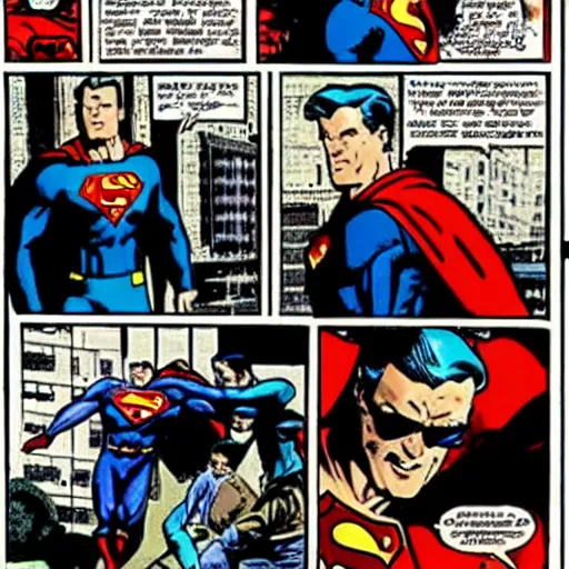 Image similar to stan lee throws superman through a building