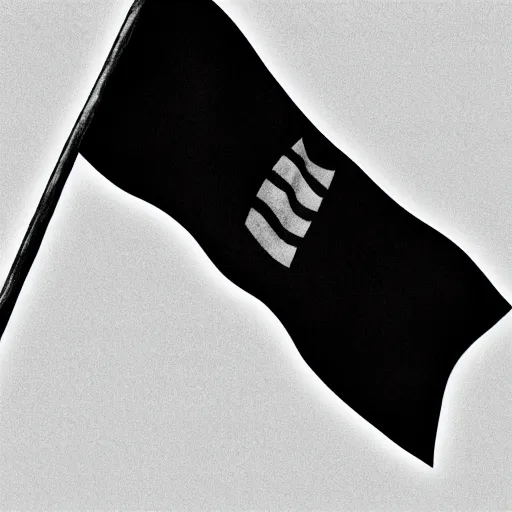 Prompt: illustration of a black flag waving in the wind