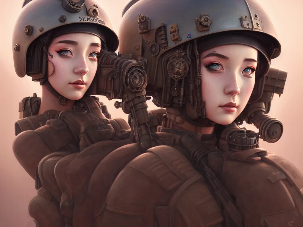 Prompt: portrait of dieselpunk blackpink jisoo soldier girl, helmet, desert, armored, highly detailed, digital painting, face detail, sharp focus, art, illustrations by loish and ayanamikodon and irakli nadar and rossdraws and wlop