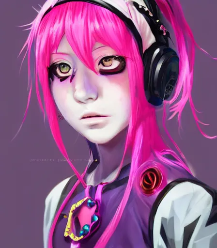 Prompt: An anime portrait of decora cybergoth Mitsuri Kanroji, by Stanley Artgerm Lau, WLOP, Rossdraws, James Jean, Andrei Riabovitchev, Marc Simonetti, and Sakimichan, tranding on artstation