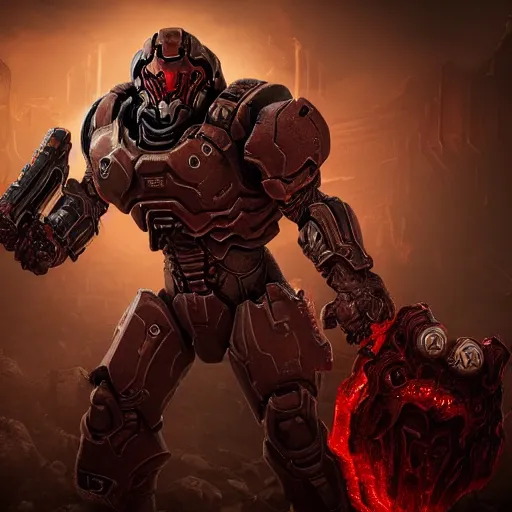 Image similar to doom slayer from doom eternal, photography