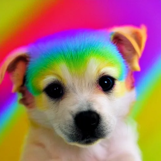 Prompt: rainbow puppy