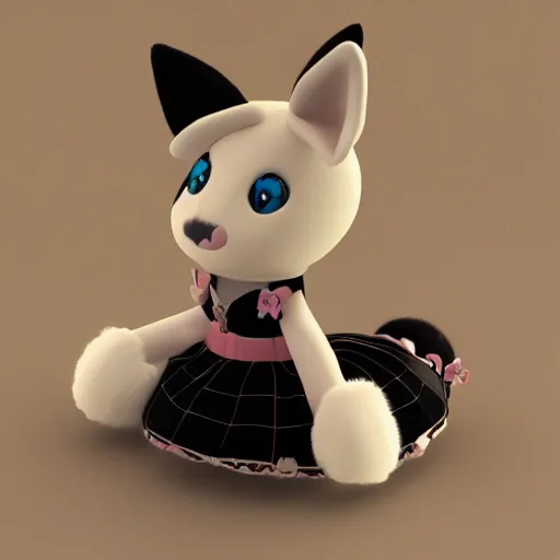 Prompt: cute fumo plush bunny girl, floppy ears, gothic maiden, alert, furry anime, vray, asymmetry rule of thirds