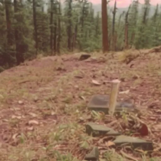 Image similar to A screen capture of found footage video left behind by a missing hiker in 1986