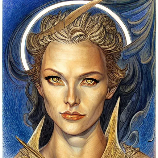 Image similar to jeanne d'arc in the style of william blake, terese nielsen, detailed, intricate, beautiful faces, steve argyle, triumphant fate