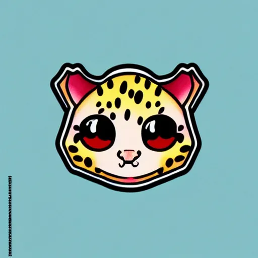 Prompt: A very beautiful sticker art of a leopard gecko cat, cute, white background, high quality, smooth lines, trending on ArtStation, anime, art by aleksagosto and kitschykawaii, Instagram