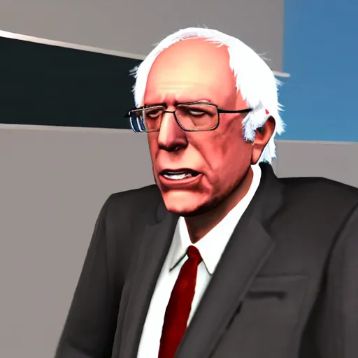 Prompt: Gameplay screenshot of Bernie Sanders in gmod, garry's mod, source engine