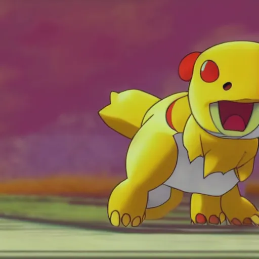 Image similar to agumon from digimon, directed by mamora hosoda, cinematic lighting, illustration, digital art