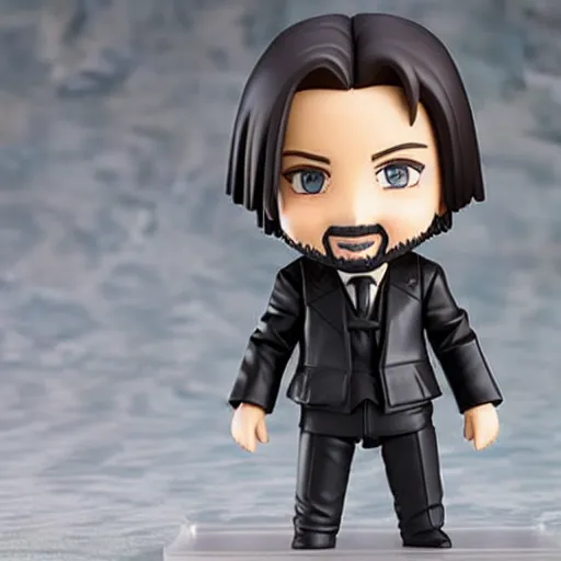 Prompt: Keanu Reeves Nendoroid figure