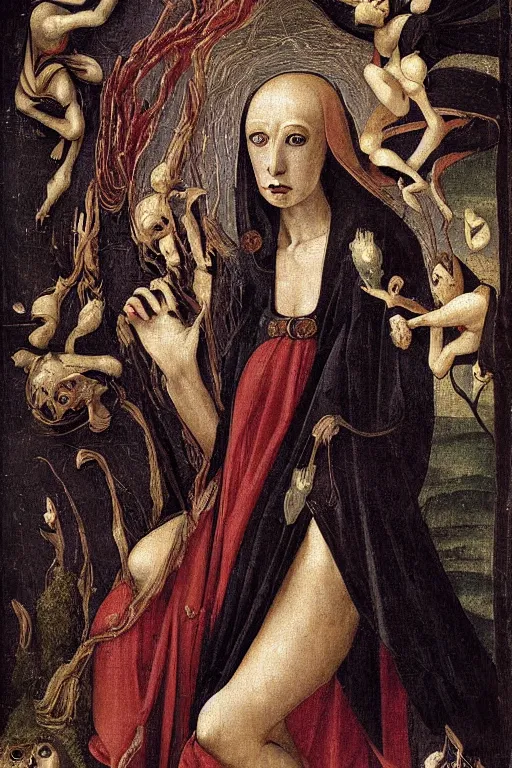 Image similar to digital art of a gothic personification of the goddess of death. renaissance art