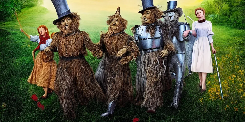 Image similar to wizard of oz ,digital art, high detail, hyper realistic,