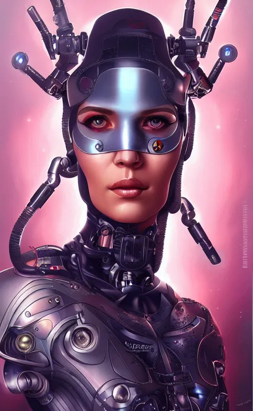 Image similar to female cyborg portrait, Pixar style by Tristan Eaton_Stanley Artgerm and Tom Bagshaw