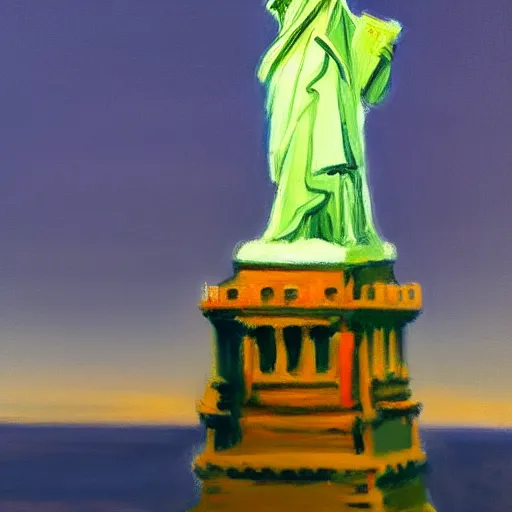 Image similar to the Statue of Liberty painted by Edward Hopper, 4k,