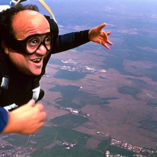 Image similar to danny devito skydiving