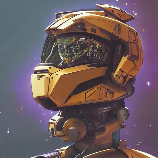 Image similar to portrait of stunning master chief gundam pilot, with an intricate, detailed, urban inspired hiphop afro futuristic helmet, vector behance hd jesper ejsing, rhads, makoto shinkai, lois van baarle, ilya kuvshinov, rossdraws, hd, 3 2 k, ilya kuvshinov, gustav klimt