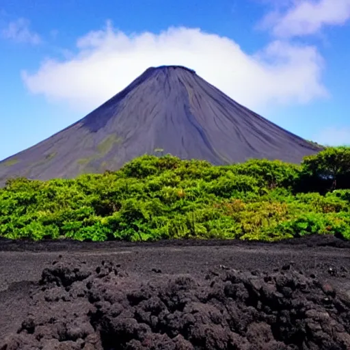 Image similar to volcano on an island and the ocean in the background