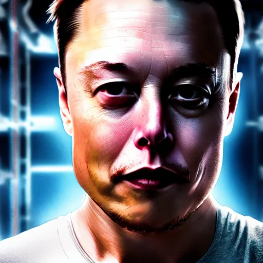 Image similar to elon musk as a hacker in the matrix, modelsociety, radiant skin, huge anime eyes, rtx on, perfect face, directed gaze, intricate, sony a 7 r iv, symmetric balance, polarizing filter, photolab, lightroom, 4 k, dolby vision, photography award