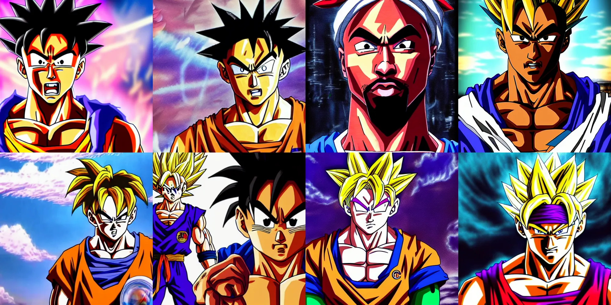 Prompt: portrait of Tupac Shakur in dragon ball z, dragon ball super, 8k