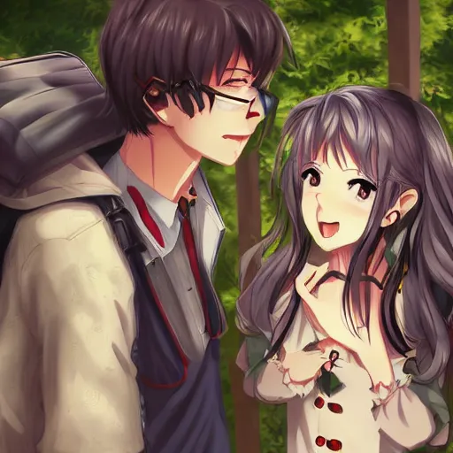 Prompt: visual novel cover, anime, detailed, digital art, romantic