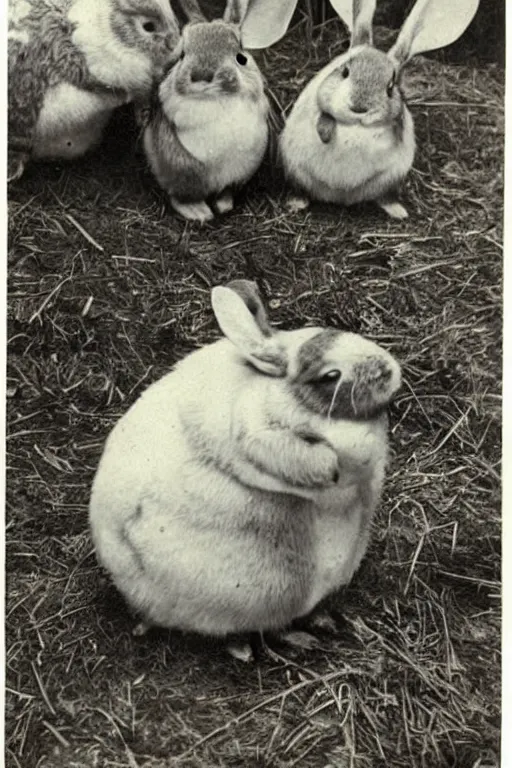 Image similar to fat rabbits with oranges vintage photograph