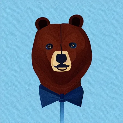 Image similar to “ bear in a suit portrait. illustration. art by ryan berkley. blue background. ”