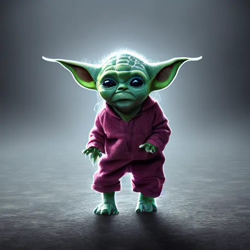 Prompt: full body pose, hyperrealistic photograph of baby yoda dressed as a pimp, dim volumetric lighting, 8 k, octane beautifully detailed render, extremely hyper detailed, intricate, epic composition, cinematic lighting, masterpiece, trending on artstation, very very detailed, stunning, hdr, smooth, sharp focus, high resolution, award, winning photo, dslr, 5 0 mm