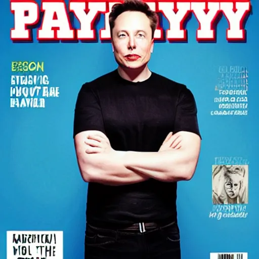 Image similar to elon musk on the cover of playboy