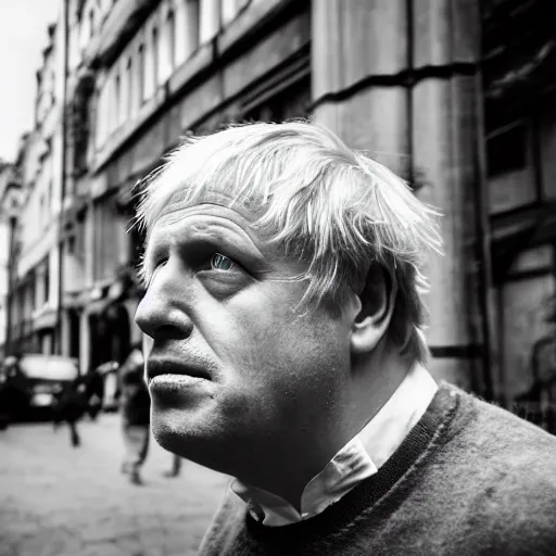 Prompt: Boris Johnson as Hannibal Lecter, morbid, evil, dark photography, realistic, candid street portrait in the style of Rehahn award winning, Sony a7R,