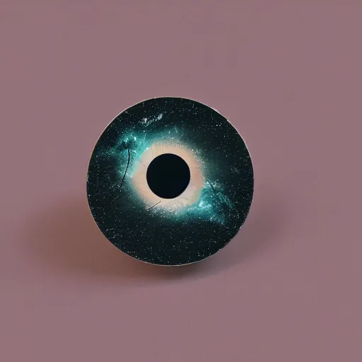 Image similar to a photo of a retro enamel pin of a black hole, studio lighting, behance