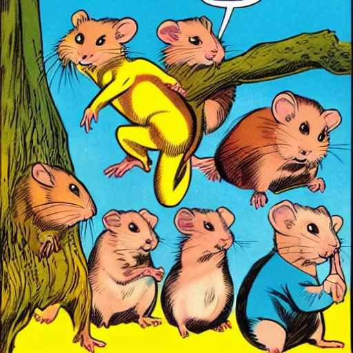 Image similar to hamster by john buscema, marvel comic about little pet rodents, gerbils, guinea pigs, hamsters