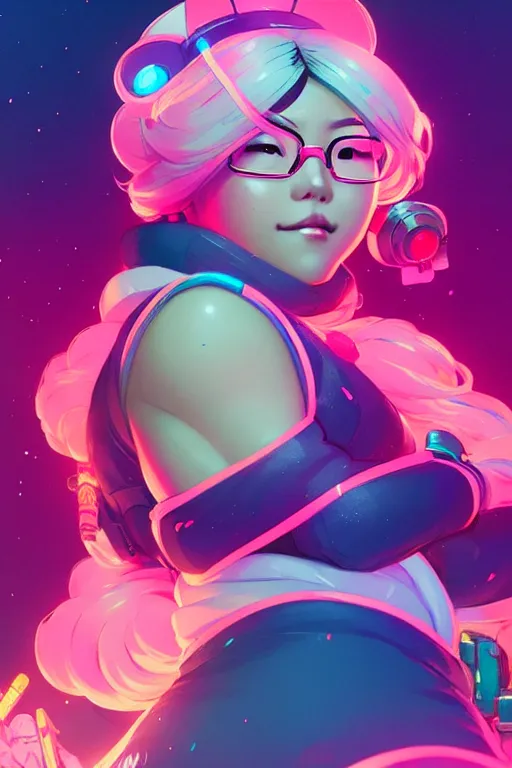 Prompt: portrait of beautiful mei from overwatch!! artstation winner by victo ngai, kilian eng and by jake parker, by conrad roset, swirly vibrant color lines, winning award masterpiece, fantastically gaudy, aesthetic octane render, 8 k hd resolution
