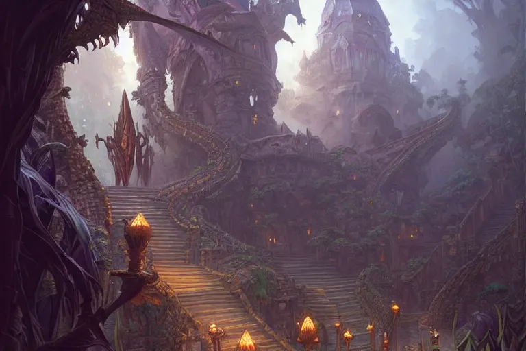 Image similar to path to the crocodile god lair, deep focus, d & d, fantasy, intricate, elegant, highly detailed, digital painting, artstation, concept art, matte, sharp focus, illustration, hearthstone, art by artgerm and greg rutkowski and alphonse mucha