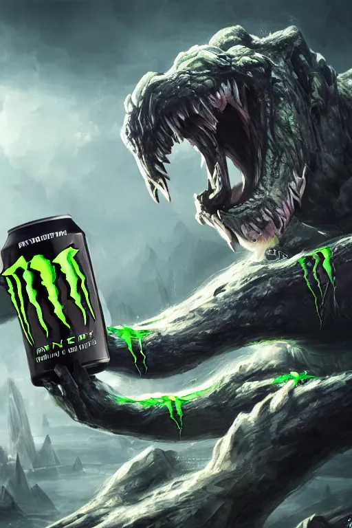 Image similar to monster energy drink, concept art, wlop, digital painting, trending on artstation, highly detailed, epic composition, official media, 8 k uhd