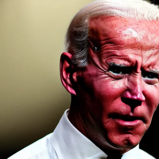 Image similar to photo Doom horror furious glowing red eyes vast destruction biden