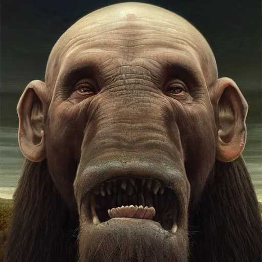 Prompt: vladimir putin, unga bunga mammoth hunting, macabre, by donato giancola and greg rutkowski and wayne barlow and zdzisław beksinski, realistic face, digital art